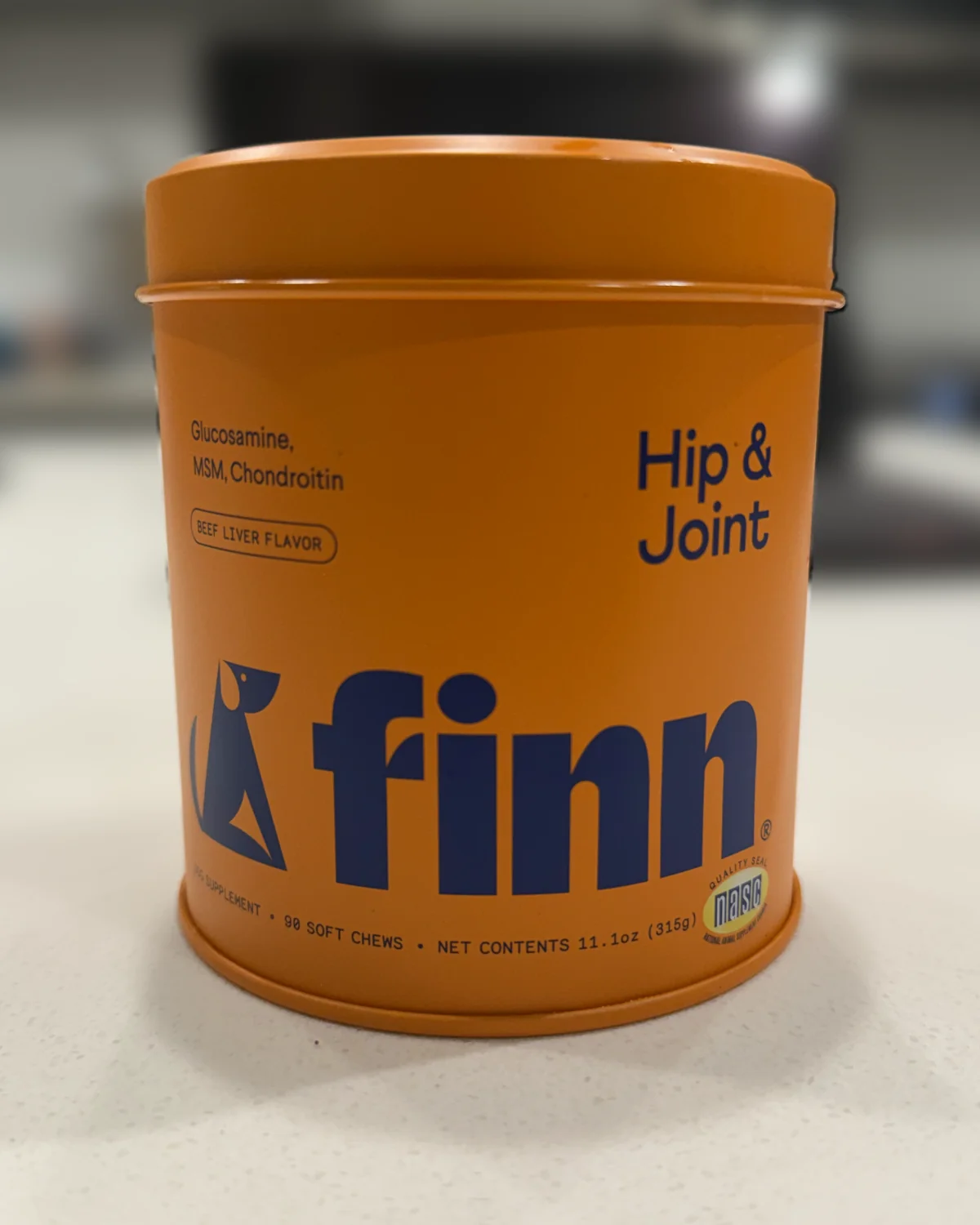 Finn Hip & Joint tin, beef liver flavor, 90 soft chews